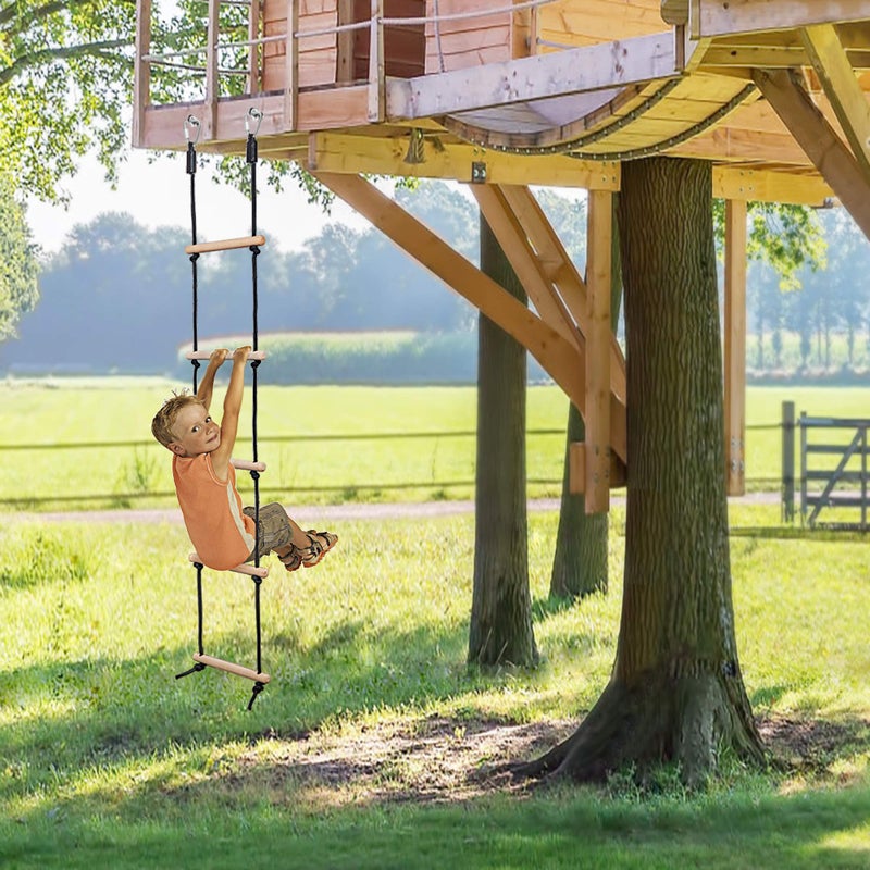 MONT PLEASANT Rope Ladder for Kids Climbing Obstacle Wooden Swing Rope Ladder with 2 Hooks for Kids Climbing Game Hanging Ladder for Swing Accessories, Playground, Play Set - Image 5